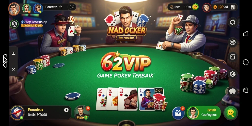 Tampilan gameplay poker yang mendebarkan di 62VIP.