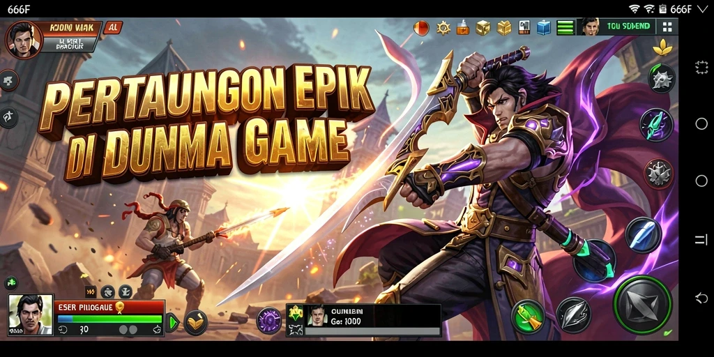 Screenshot menunjukkan pertarungan seru antara karakter dalam 666F.