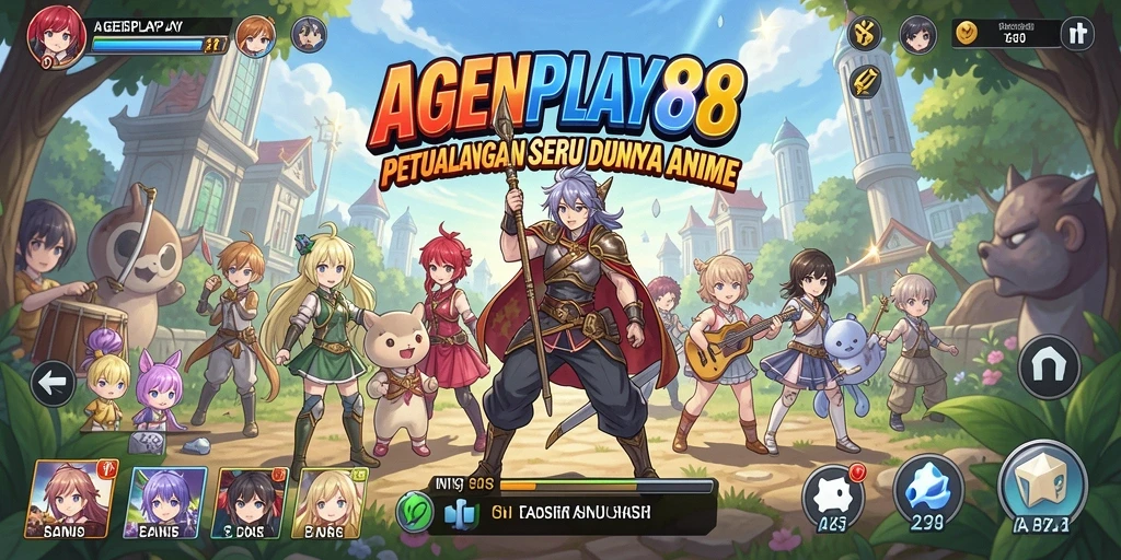 Screenshot AGENPLAY88 menampilkan momen pertarungan seru dalam dunia anime.
