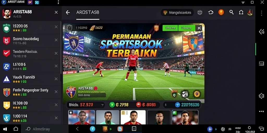 Tangkapan layar ARISTA88 menampilkan antarmuka permainan Sportsbook yang menarik dan interaktif.