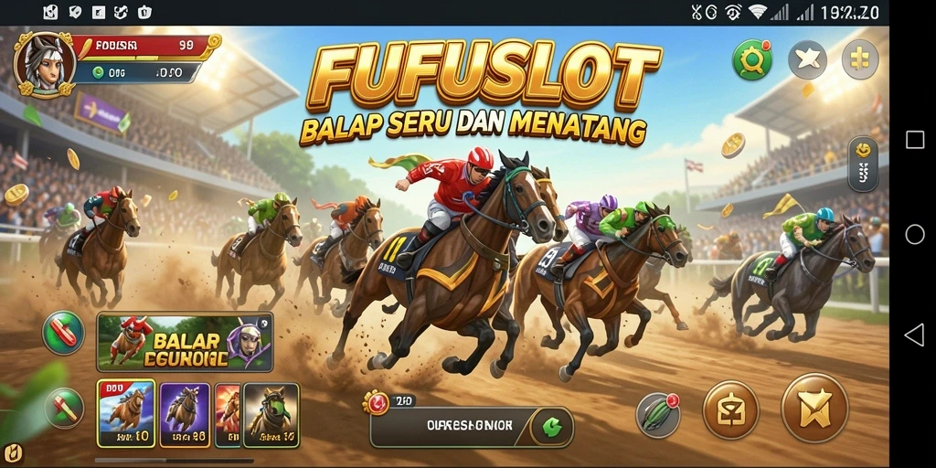 Tampilan gameplay seru FUFUSLOT saat balapan penuh aksi.