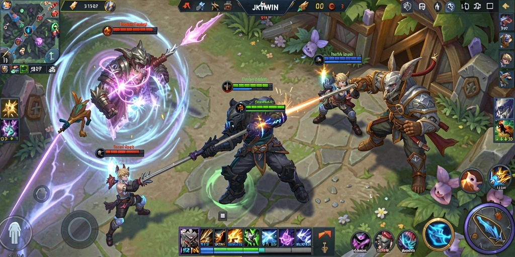 Tampilan gameplay seru dari JKTWIN dengan strategi MOBA.