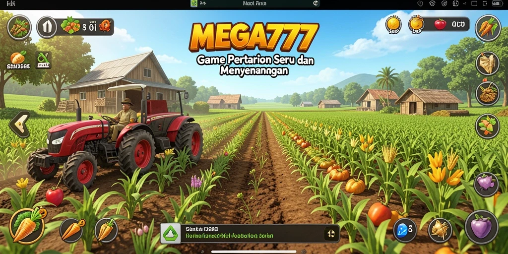 Gameplay seru dalam MEGA777 dengan suasana pertanian yang menarik.