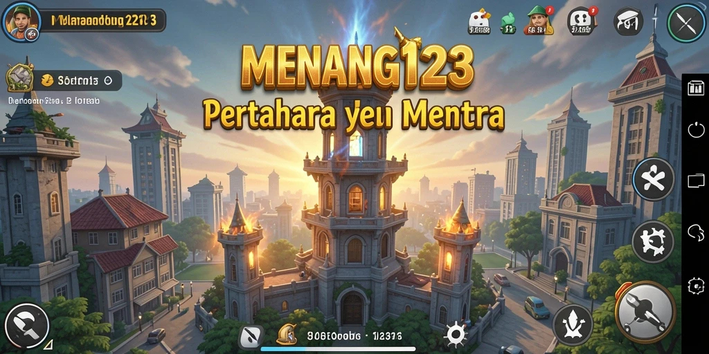 Tangkapan layar gameplay MENANG123 menampilkan aksi seru di Tower Defense.