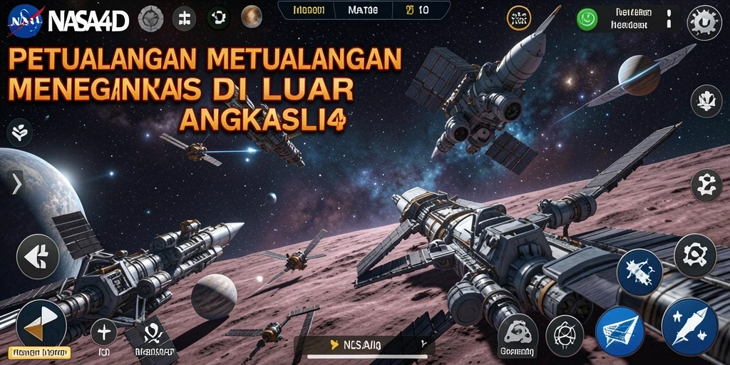 Tangkapan layar menampilkan permainan aksi luar angkasa yang mendebarkan.