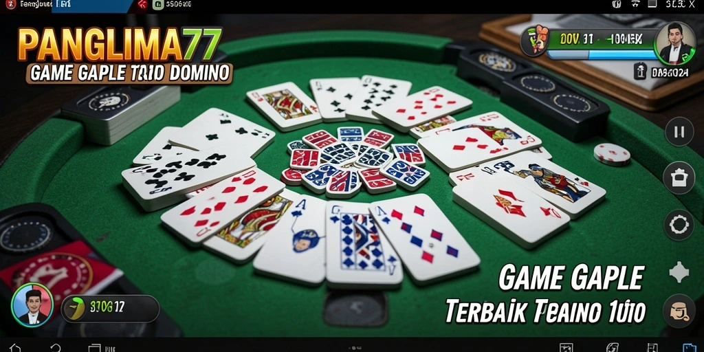 Tampilan gameplay seru di aplikasi PANGLIMA77, menyajikan permainan Gaple yang menarik.