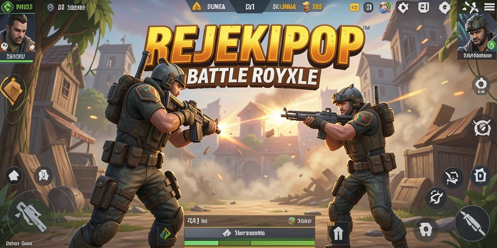 Screenshot gameplay seru dari REJEKIPOP dalam aksi Battle Royale.