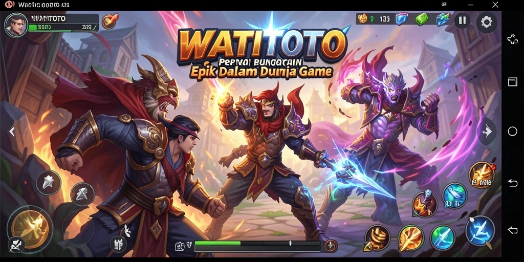 Screenshot utama WATITOTO menampilkan aksi pertarungan yang intens.